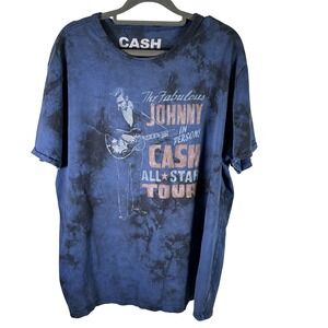 Johnny Cash All Star Tour Tie Dye Graphic‎ T Shirt XL Cotton Band Graphic Tee